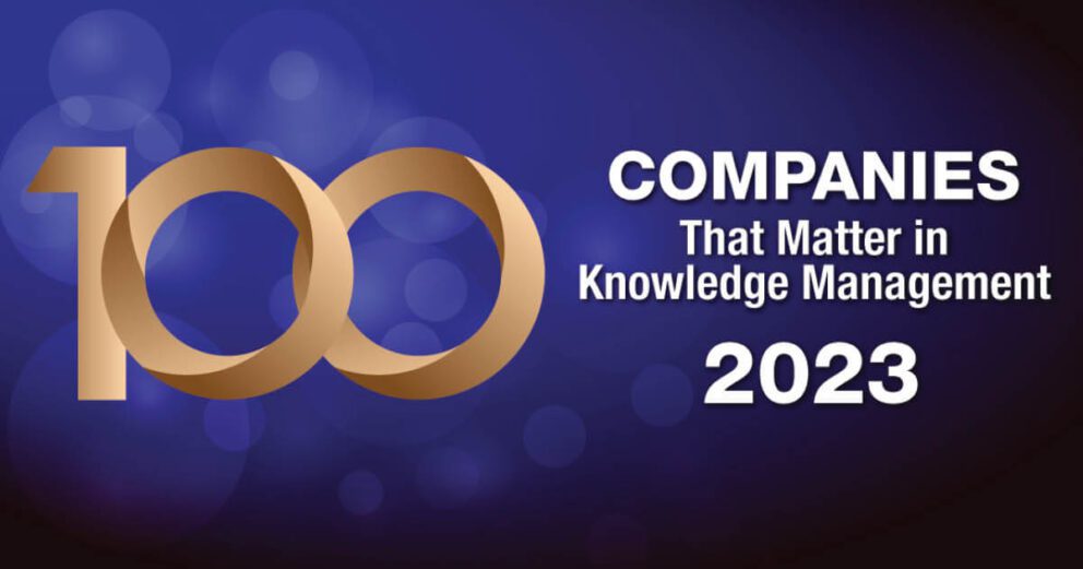 logo for "100 companies that matter in knowledge management in 2023"